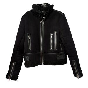 😍ZARA! Women's Black Shearling Jacket